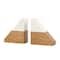 5" Marble & Wood Geometric Triangle Bookends Set